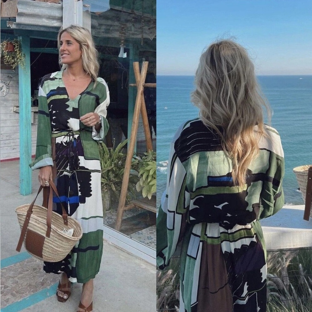 [xs] ZARA Dress maxi kaftan oversize tunic abstract blogger favourite
